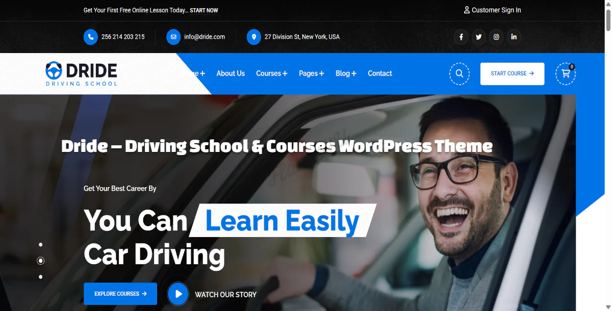 Dride – Driving School & Courses WordPress Theme